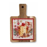 Platou servire Craciun lemn ceramica multicolora Delizia cm 12 x 18 H