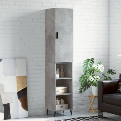vidaXL Dulap &amp;icirc;nalt, gri beton, 34,5x34x180 cm, lemn prelucrat foto