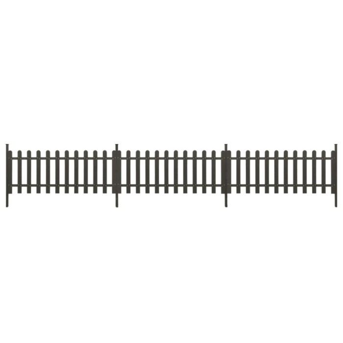 Gard din sipci cu stalpi, 3 buc., 614x80 cm, WPC