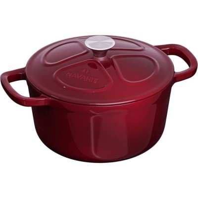 Oala din fonta antiaderenta Navaris pentru Plite/Cuptoare - 20cm - 2,5L - Rosu, 58000.01.20 foto
