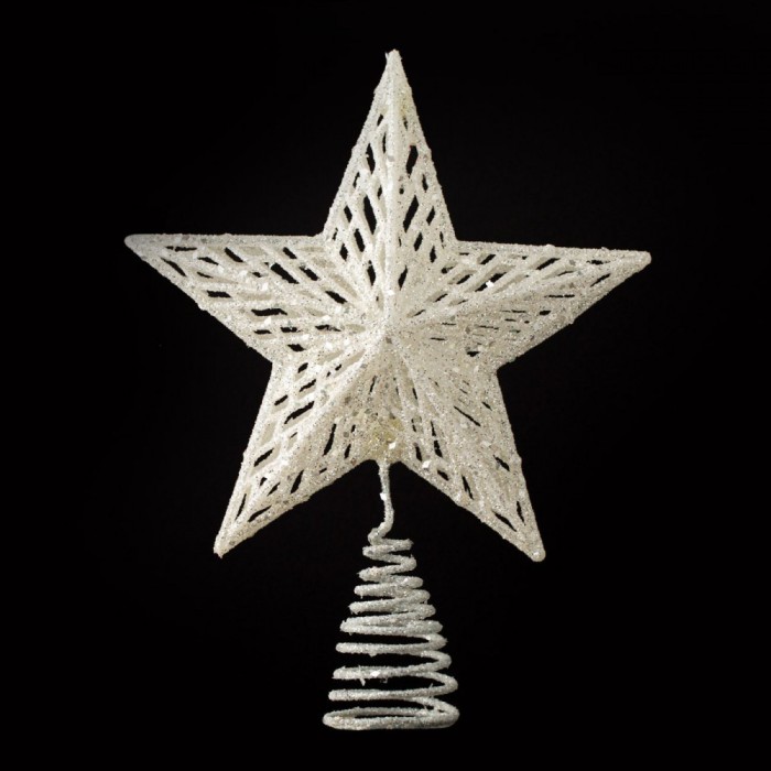 V&acirc;rf Brad 3D, Stea, Alb Irizat, 24 cm