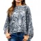 Y745-18 Bluza tip poncho, model animal print, cu franjuri