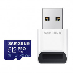 Card Samsung PRO Plus 2021 R160/W120 microSDXC 512GB UHS-I U3 A2 Clasa 10 cu cititor de carduri foto