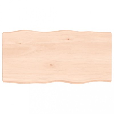 Blat masa 100x50x(2-6) cm lemn masiv netratat contur organic foto