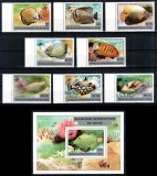 Congo (Kinshasa) 2001, Mi #1584a-1584i, serie + colita, fauna, pesti, supratipar Belgica 2001, MNH. RARE!!!, Natura, Nestampilat
