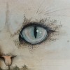Tablou Art Deco fantezist, acuarela, pisica, vintage, Animale