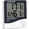 Termometru si Higrometru Digital de Camera Merkie, Design Slim, Ceas, Functie Min / Max, Suport Stand, Slim, Alb