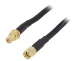 Cablu Coaxial 50&Omega; 2m RP-SMA Tată-Mamă Negru