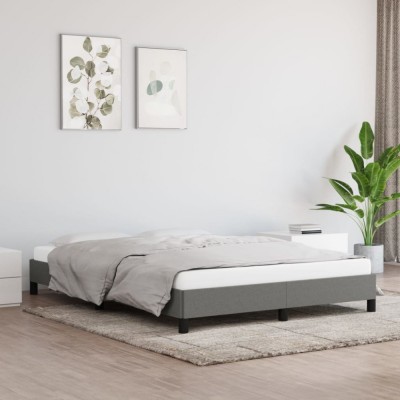 vidaXL Cadru de pat fără saltea, gri &amp;icirc;nchis, 140x190 cm, textil 346713 foto