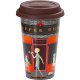 Cana termica De&amp;#039;Longhi Blu Coffee Shop, Ceramica, Perete dublu, 300 ml