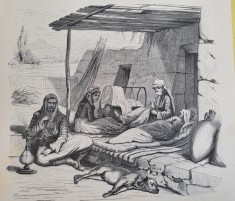 Gravura/litografie veche cu o familie de armeni/ Armenia
