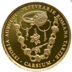 10 lei 2020 Istoria Aurului. Moneda AUR proof BNR Carsium Artefacte Romane foto