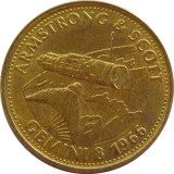 v492 JETON SHELL ARMSTRONG &amp; SCOTT GEMINI 8 1966 BRONZ 26mm 5g UNC NECIRCULATA
