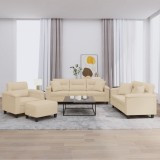 vidaXL Set de canapele cu perne, 4 piese, crem, microfibră