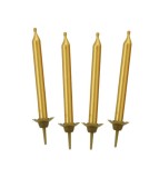 Lumanari Tort Aurii 5cm &ndash; Set 10 Buc cu Suport