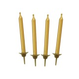 Lumanari Tort Aurii 5cm &ndash; Set 10 Buc cu Suport