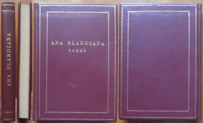 Ana Blandiana, Poeme, 1978, editia 1 cu autograf catre Coman, cu un portret de Eugen Dragutescu si prefata de Alexandru Philippide, legatura piele foto