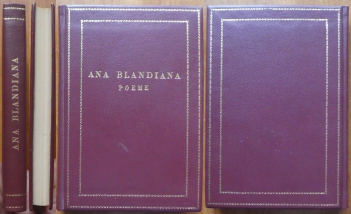 Ana Blandiana, Poeme, 1978, editia 1 cu autograf catre Coman, cu un portret de Eugen Dragutescu si prefata de Alexandru Philippide, legatura piele