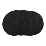 Cumpara ieftin Covoraș de masă Bombay, &icirc;mpletitură de iută, gri &icirc;nchis, rotund 38 cm 4 buc