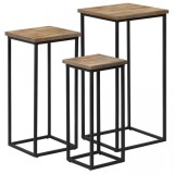 Set de mese pentru plante, 3 piese, lemn de tec reciclat, vidaXL