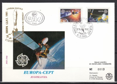 Yugoslavia 1991 - FDC SPECIAL AUR - EUROPA SPATIALA - Tiraj 60 ex. numerotate foto