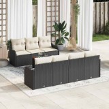 VidaXL Set canapea de grădină 8 pcs Negru, alb Mare Ratan