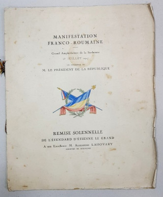 MANIFESTATION FRANCO ROUMAINE, GRAND AMPITHEATRE DE LA SORBONNE 28 JUILLET 1917 foto