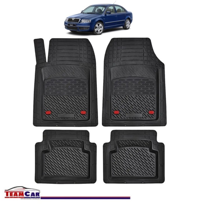 Covorase Auto TeamCar&reg; Tip Tavita Compatibile Skoda Superb Generatia I (2001&ndash;2008) Negru Material Rezistent