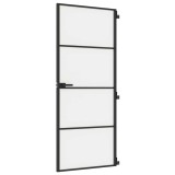 Cumpara ieftin Usa de interior negru 83x201,5 cm sticla securiz./aluminiu slim
