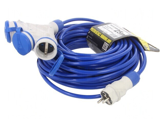 Prelungitor Electric 25m Albastru 3 Prize 16A