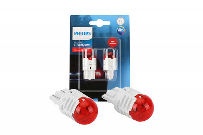 SET 2 BECURI LED EXTERIOR 12V W21/5 RED W3x16Q ULTINON PRO3000 SI PHILIPS foto