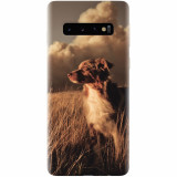 Husa silicon pentru Samsung Galaxy S10 Plus, Alone Dog Animal In Grass