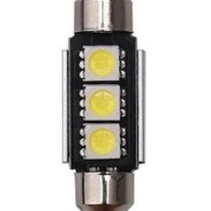 Bec Led Sofit C5W, 3 SMD, 39mm, 12V, Canbus, Pentru Plafoniere, Portbagaj, Lumina Alb 6000K KRU157