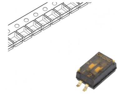 Comutator DIP-SWITCH 2 Secțiuni SMT OFF-ON 0.1A 50VDC foto