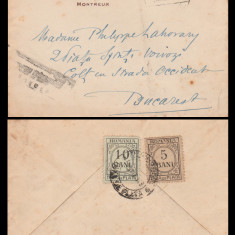 1919 Plic cu scrisoare semnata dilpomat Filip Lahovary, Taxa de Plata, cenzura