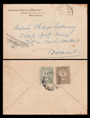 1919 Plic cu scrisoare semnata dilpomat Filip Lahovary, Taxa de Plata, cenzura foto