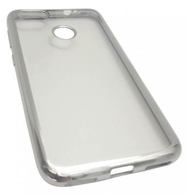 Husa silicon slim transparenta cu margini electroplacate argintii pentru Huawei P9 Lite Mini (Y6 Pro 2017) foto
