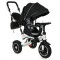 Tricicleta 3in1 105x52x94 cm, sezut rotativ 360&deg;, roti fara aer, copertina reglabila, negru