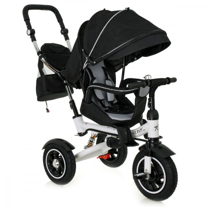 Tricicleta 3in1 105x52x94 cm, sezut rotativ 360&deg;, roti fara aer, copertina reglabila, negru