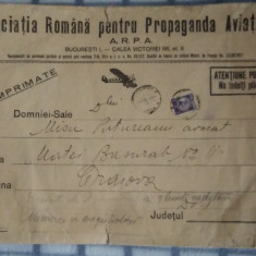 Plic circulat Asociația Română pentru Propaganda Aviației - 1934