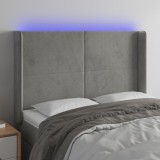 Gossi tablie de pat cu led, gri deschis, 147x16x118/128 cm, catifea