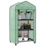 Outsunny Mini sera pe 3 nivele cu acoperis PE intarit si roti, Sera portabila pentru interior si exterior cu usa care poate fi rulata | Aosom Romania