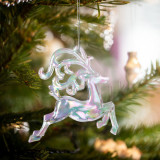 Ornament de Crăciun - ren irizat, acrilic - 120 x 120 x 15 mm
