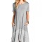 V287-18 Rochie midi asimetrica cu decolteu rotund