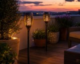 Cumpara ieftin Set 2 Lampi Solare LED pentru Gradina si Terasa, iluminare decorativa cu efect de flacara, rezistente la apa, lumina calda, 7 x 51 cm, negru