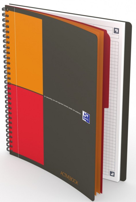 Caiet cu spirala B5, OXFORD Int. Activebook, 80 file - 80g/mp, Scribzee,