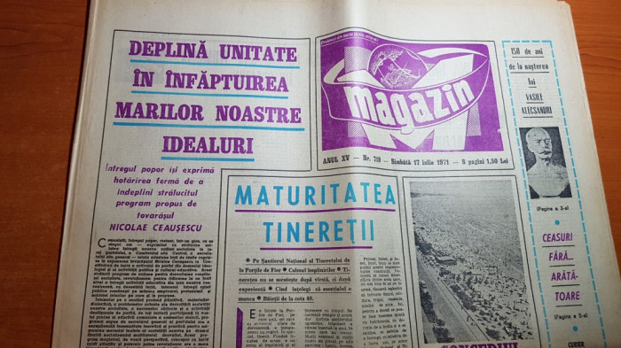 ziarul magazin 17 iulie 1971-150 ani de la nasterea lui vasile alecsandri