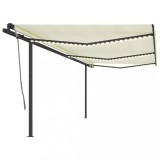 VidaXL Copertină retractabilă manual cu LED, crem, 6x3,5 m