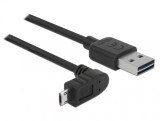 Cablu EASY-USB 2.0 tip A la micro USB-B EASY-USB unghi sus/jos T-T 3m Negru, Delock 83857