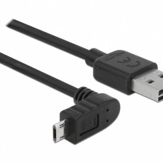 Cablu EASY-USB 2.0 tip A la micro USB-B EASY-USB unghi sus/jos T-T 0.5m Negru, Delock 83849